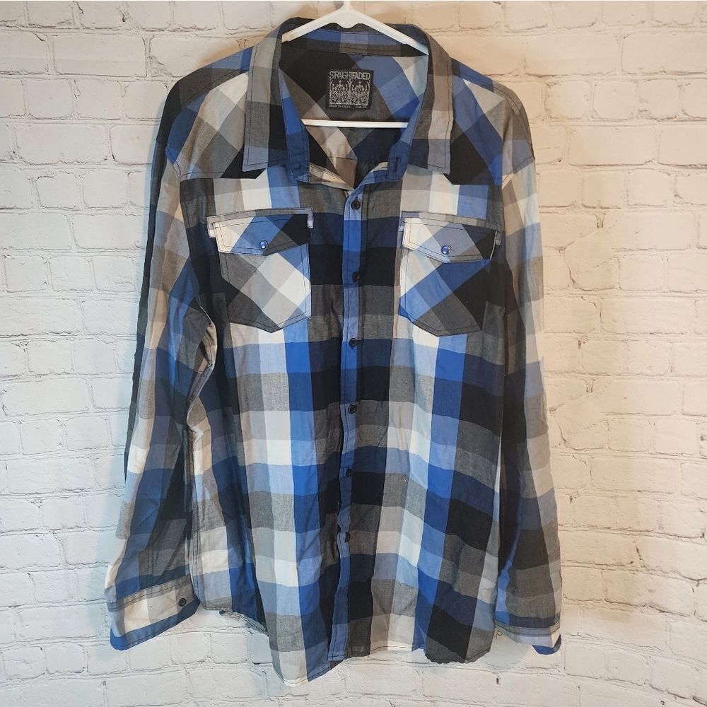 Men's Straight Faded longsleeve button-down shirt, size XXL